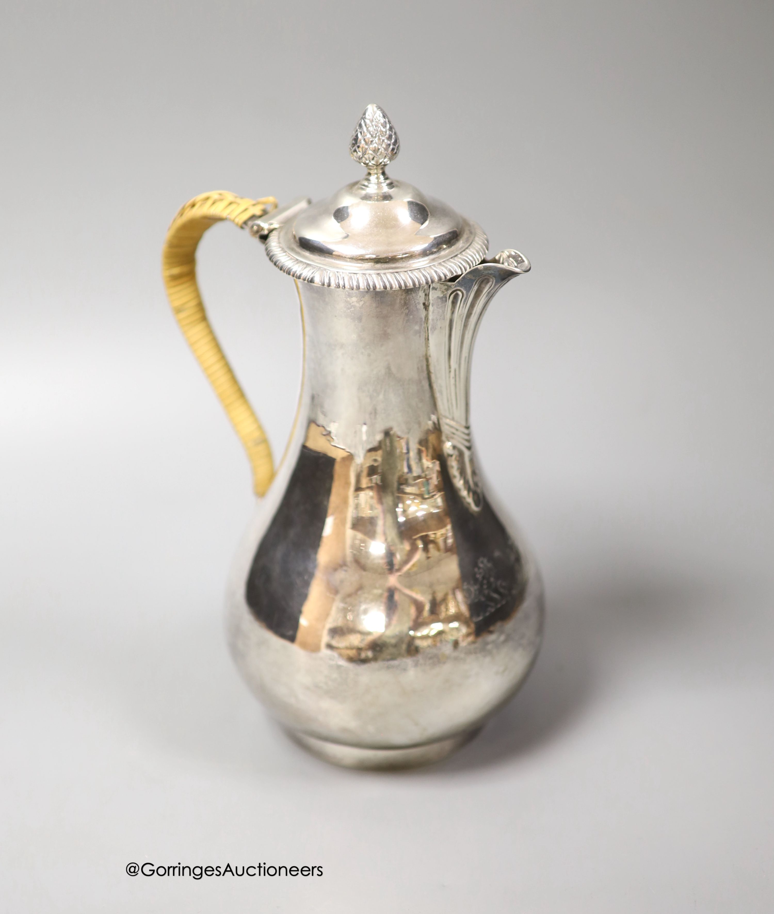 A George III silver baluster hot water pot, John Parker & Edward Wakelin, London, 1769, height 23cm, gross weight 12.5oz